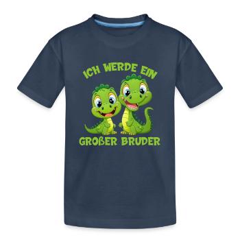 Ich werde ein großer Bruder Dinosaurier Rex Dino - Kinder Premium Bio T-Shirt - Navy - Vorne
