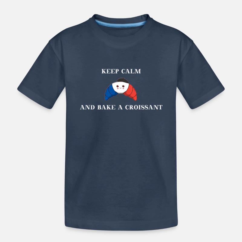 Keep calm and bake a croissant Geschenkidee - Kinder Premium Bio T-Shirt - Navy
