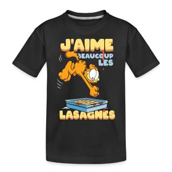 Garfield J'aime Lasagnes - Kids' Premium Organic T-Shirt - black - Front