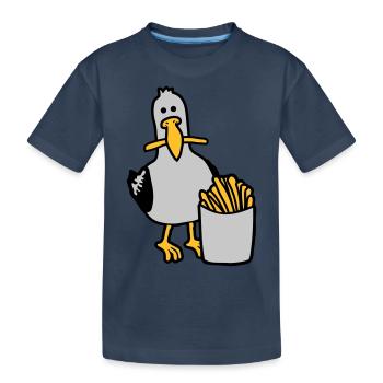 Joyeuses frites volées à la mouette - T-shirt bio Premium Enfant - bleu marine - Devant