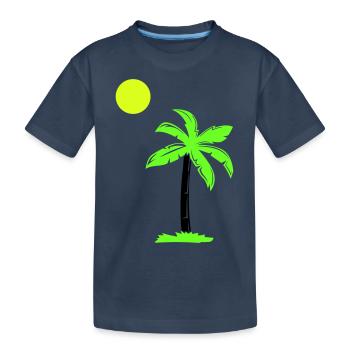 palm tree - Kids' Premium Organic T-Shirt - navy - Front