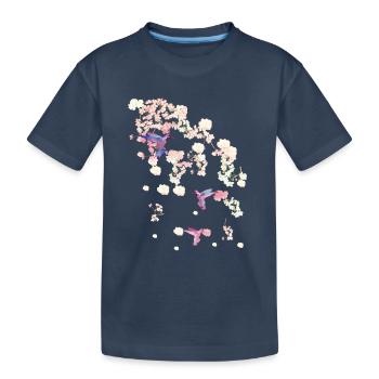 fleur de cerisier,colibri,fleurs,fleurs,fleurs - T-shirt bio Premium Enfant - bleu marine - Devant
