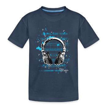 Casque musical - T-shirt bio Premium Enfant - bleu marine - Devant