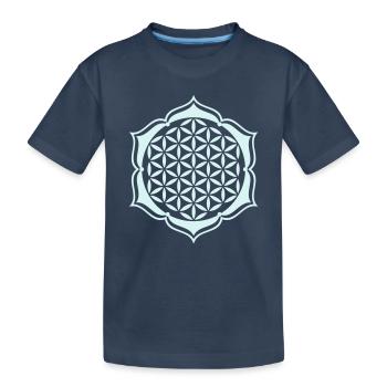 Flower of Life - stamp - Lotus - Kids' Premium Organic T-Shirt - navy - Front