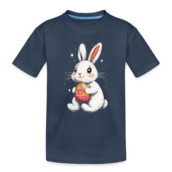 Osterhase mit Osterei Vintage - Kinder Premium Bio T-Shirt - Navy - Vorne