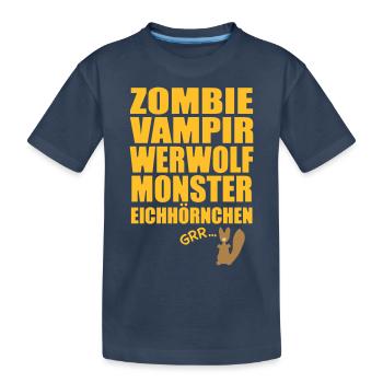 Monster Eichhörnchen - Kinder Premium Bio T-Shirt - Navy - Vorne