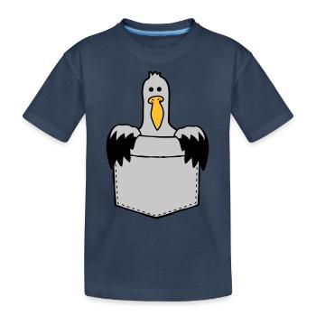 Brusttasche Möwe Unterwegs mitnehmen - Kinder Premium Bio T-Shirt - Navy - Vorne