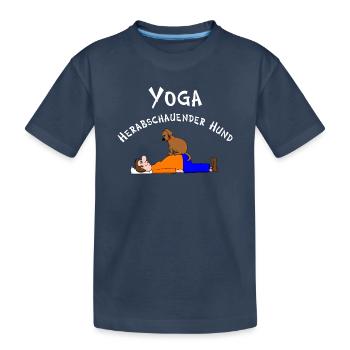 Yoga, Yogi, herabschauender Hund Asana - Kinder Premium Bio T-Shirt - Navy - Vorne