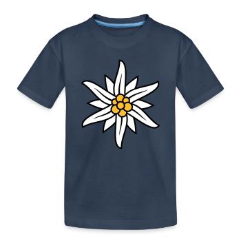 Edelweiss Bergblume Logo - Kinder Premium Bio T-Shirt - Navy - Vorne