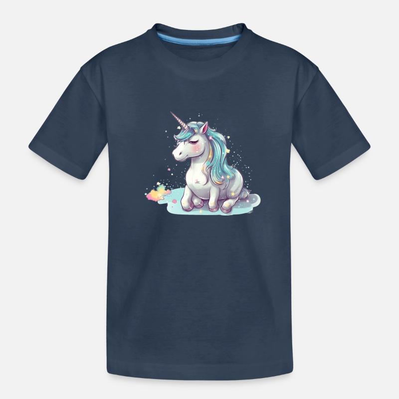 Liegendes Einhorn - Kinder Premium Bio T-Shirt - Navy
