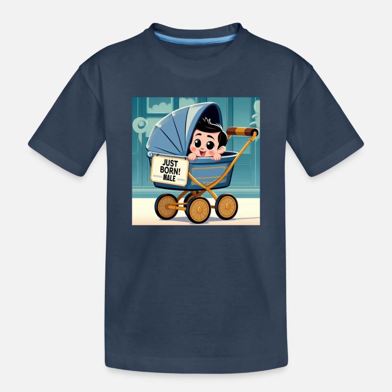 Gerade geborener Junge - Kinder Premium Bio T-Shirt - Navy