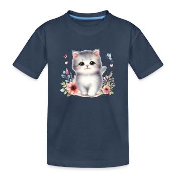 Chat mignon - T-shirt bio Premium Enfant - bleu marine - Devant