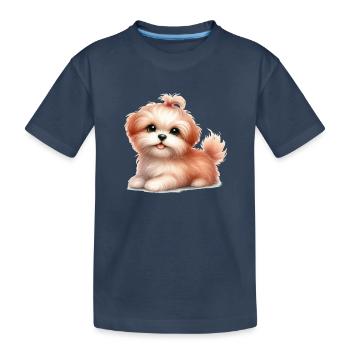 Chien mignon - T-shirt bio Premium Enfant - bleu marine - Devant