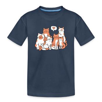 Katzen Katzenliebhaber - Kinder Premium Bio T-Shirt - Navy - Vorne