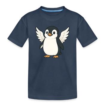 Mignon pingouin ange dessin animé avec des ailes - T-shirt bio Premium Enfant - bleu marine - Devant