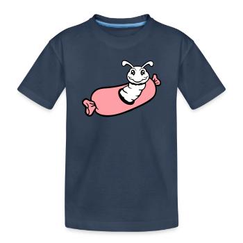 trou de chenille saucisse saucisses grill faim manger - T-shirt bio Premium Enfant - bleu marine - Devant