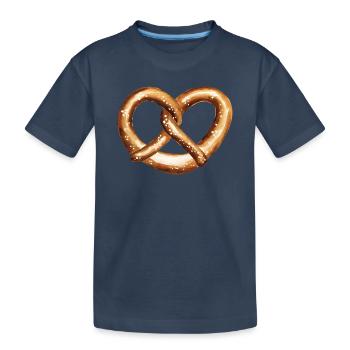 Herzförmige Brezel - Kinder Premium Bio T-Shirt - Navy - Vorne
