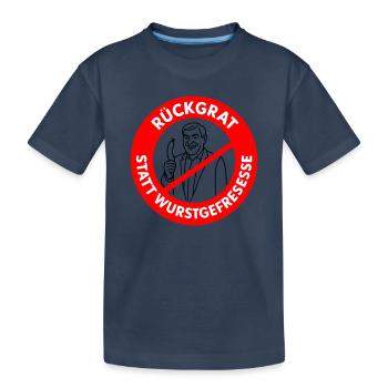 Colonne vertébrale au lieu de manger des saucisses ! COULEURS SOUHAITÉES Bande dessinée - T-shirt bio Premium Enfant - bleu marine - Devant