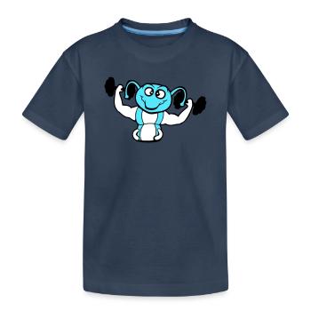 Raupe Bodybuilder Muskelaufbau Stark Fitness Gym - Kinder Premium Bio T-Shirt - Navy - Vorne