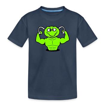 Raupe Bodybuilder Muskelaufbau Stark Fitness Gym - Kinder Premium Bio T-Shirt - Navy - Vorne