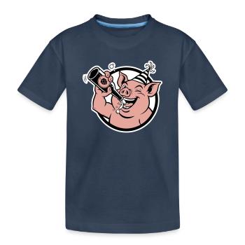 Cochon avec bouteille de célébration - T-shirt bio Premium Enfant - bleu marine - Devant