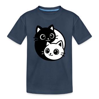 Ying Yang Katzenporträt  - Kinder Premium Bio T-Shirt - Navy - Vorne