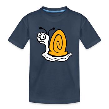 Schnecke ängstlich unsicher nach hinten gucken süß - Kinder Premium Bio T-Shirt - Navy - Vorne