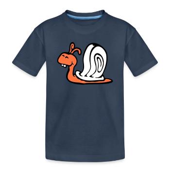 Schnecke Hasenzähne niedlich süß glücklich lustig - Kinder Premium Bio T-Shirt - Navy - Vorne