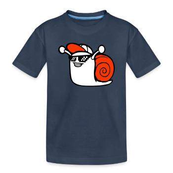Schnecke Sonnenbrille niedlich süß glücklich Cool - Kinder Premium Bio T-Shirt - Navy - Vorne