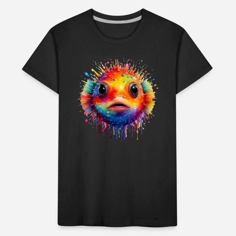 Impression d’art Color Explosion Puffer Fish T-shirt bio Premium Enfant