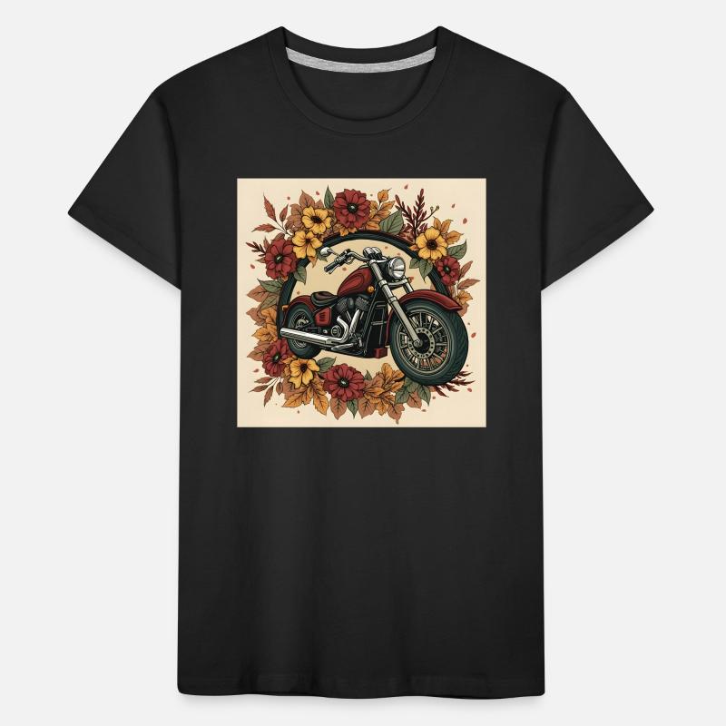 Roue de fleurs d’impression en bloc T-shirt bio Premium Enfant