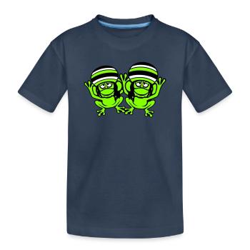 2 Frösche Reggae Musik Rasta Haare Mütze Jamaika - Kinder Premium Bio T-Shirt - Navy - Vorne