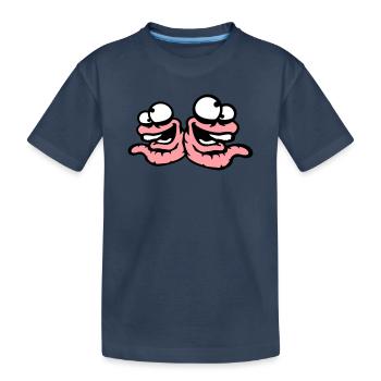 Worms Laughing Duo Crazy Squinting Silly Team - Kids' Premium Organic T-Shirt - navy - Front