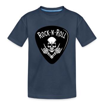 Rock N Roll Totenkopf auf Schwarz - Kinder Premium Bio T-Shirt - Navy - Vorne