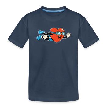Plongeur cardiaque avec nageoires et lunettes de plongée - T-shirt bio Premium Enfant - bleu marine - Devant