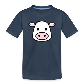 Mignonne Tête de Vache Visage Vector de la BD - T-shirt bio Premium Enfant - bleu marine - Devant