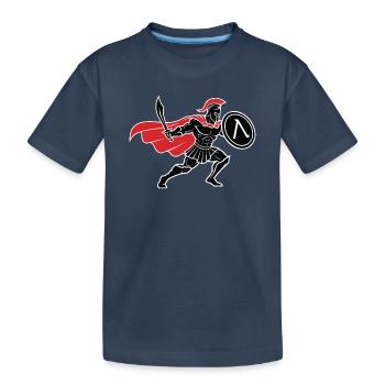 Spartiate Noir et Rouge Mascotte Spartan Warrior - T-shirt bio Premium Enfant - bleu marine - Devant