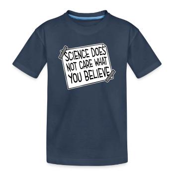 La science se moque de ce que vous croyez Logo des faits - T-shirt bio Premium Enfant - bleu marine - Devant