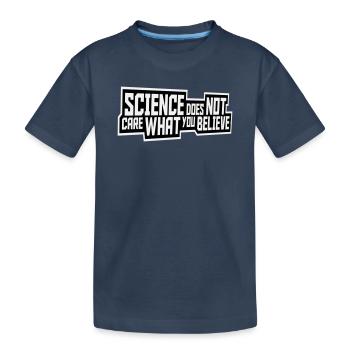 La science se moque de ce que vous croyez Logo des faits - T-shirt bio Premium Enfant - bleu marine - Devant