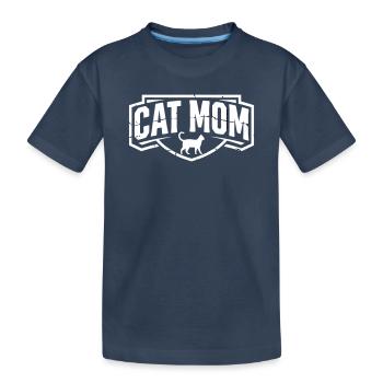 Cat Mom Vintage Wappen - Kinder Premium Bio T-Shirt - Navy - Vorne