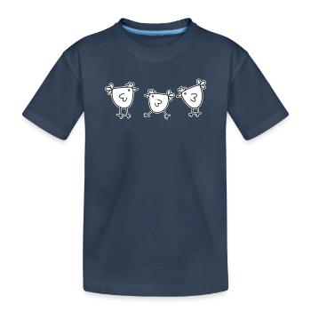 3 Hühner Hennen Federvieh - Kinder Premium Bio T-Shirt - Navy - Vorne