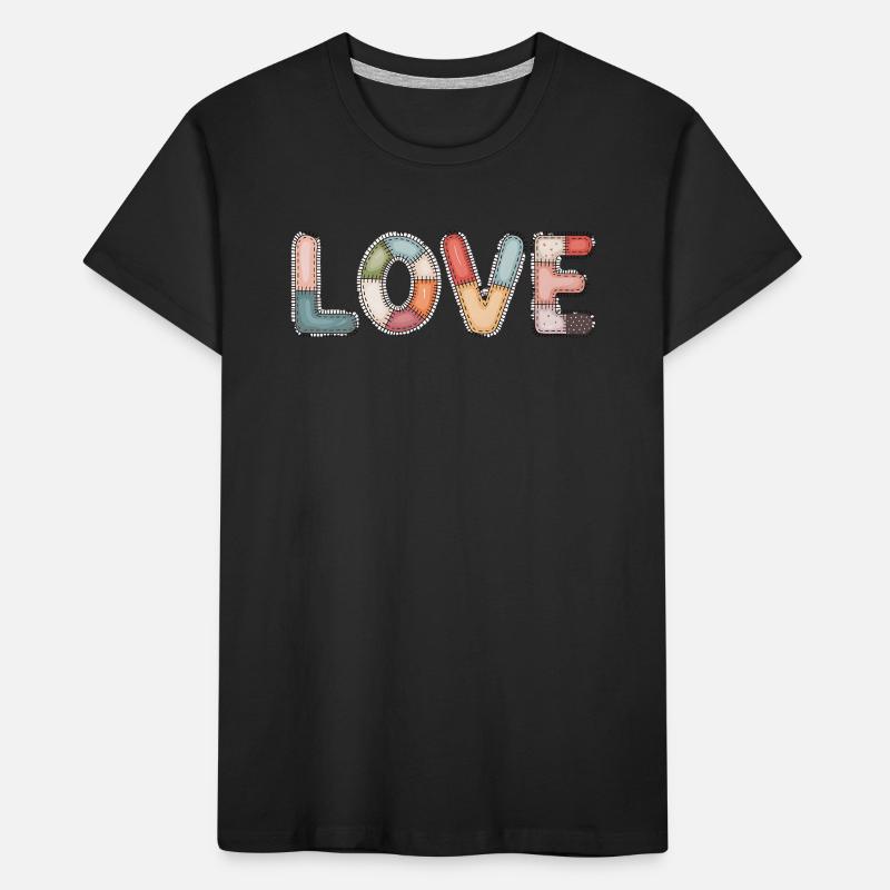 Love Patchwork Sewing Handmade Design Kids' Premium Organic T-Shirt