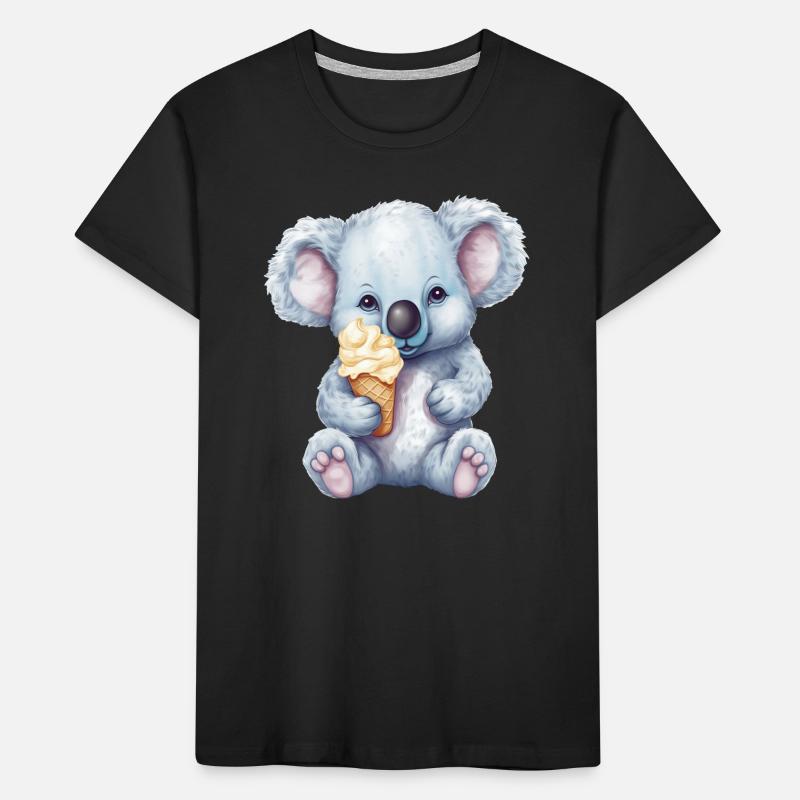 Cute comic koala with vanilla soft serve ice cream Kids' Premium Organic T-Shirt