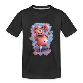 Grincheux drôle cochon - T-shirt bio Premium Enfant - noir - Devant