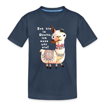 lama, alpaga, illustration, bande dessinée, pipe, pension - T-shirt bio Premium Enfant - bleu marine - Devant