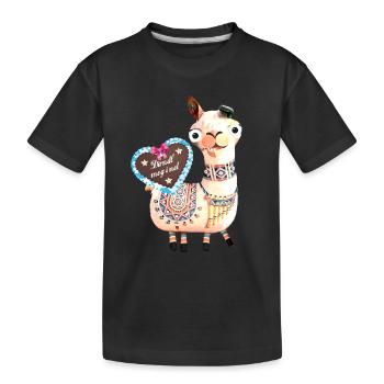 Lama,Alpaka,Illustration,Dirndl - Kids' Premium Organic T-Shirt - black - Front