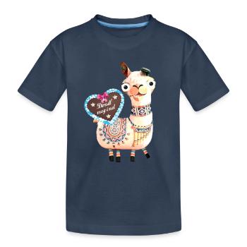 Lama,Alpaka,Illustration,Dirndl - T-shirt bio Premium Enfant - bleu marine - Devant