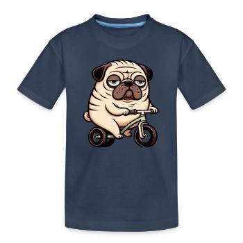 Lustiger Mops Hund auf Fahrrad Dreirad Laufrad - Kinder Premium Bio T-Shirt - Navy - Vorne