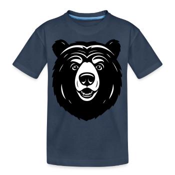 Lovely Curious Comic Bear - Kids' Premium Organic T-Shirt - navy - Front