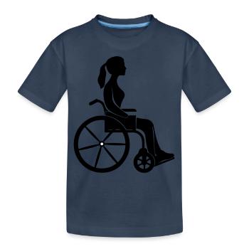Rollstuhl Frau - Kinder Premium Bio T-Shirt - Navy - Vorne